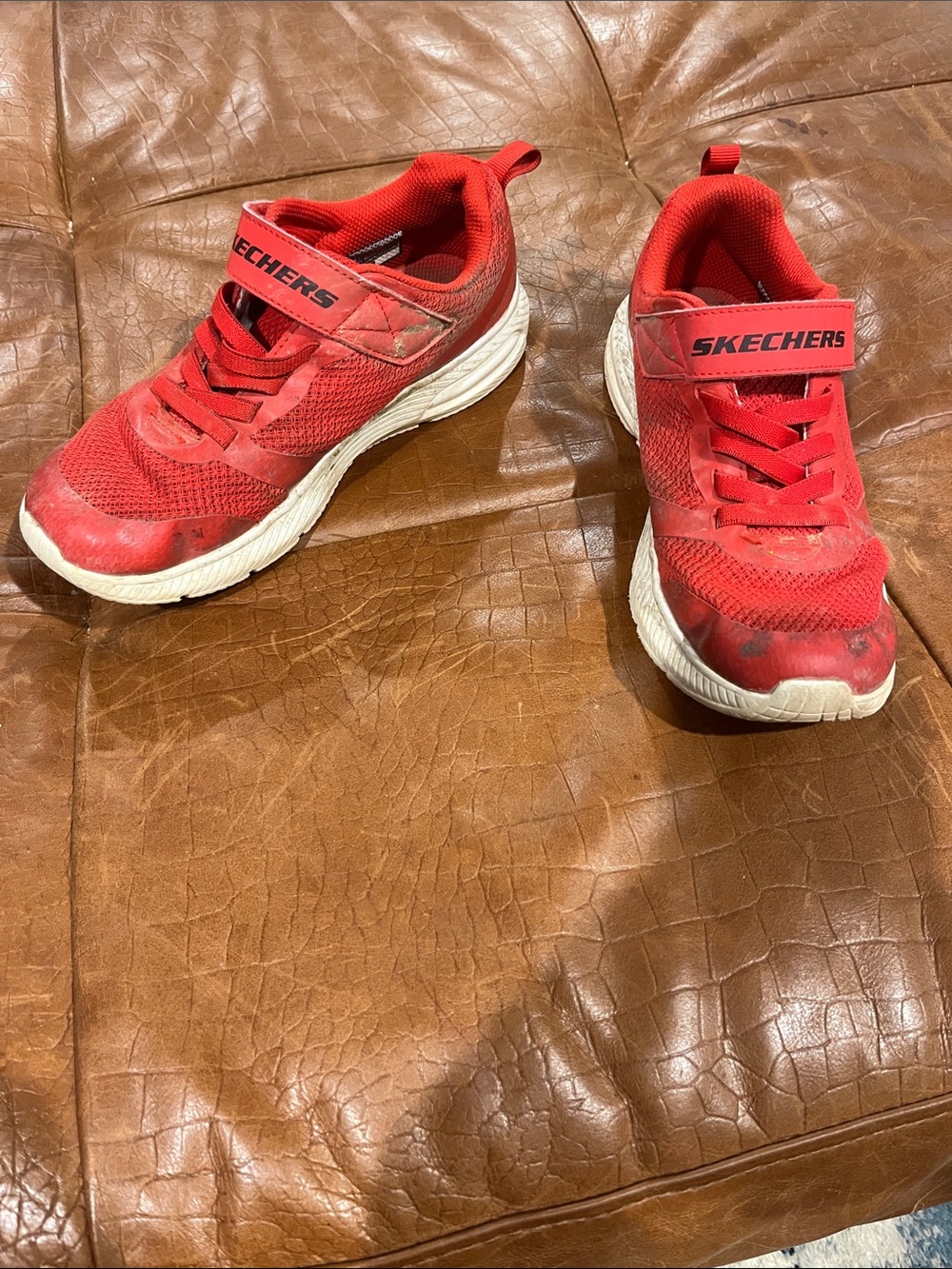 Skechers Kids Red Athletic Sneakers with White Soles